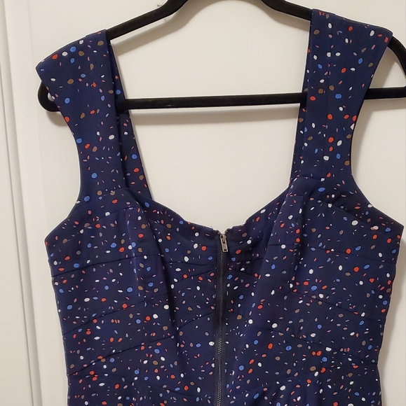 2/$65  🖤💙 Like new BCBG navy dress with dotted pattern; zipper front - Picture 2 of 10